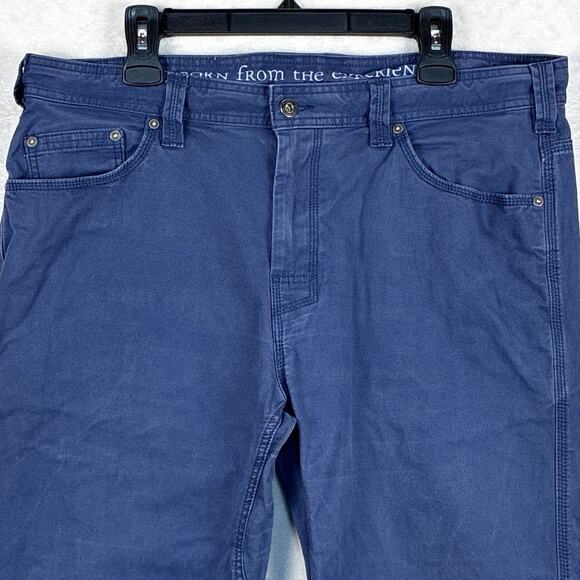 PRANA Bronson Mens 38x30 Blue Canvas Work Hiking Outdoor Climbing Stretch Pants - Picture 4 of 11